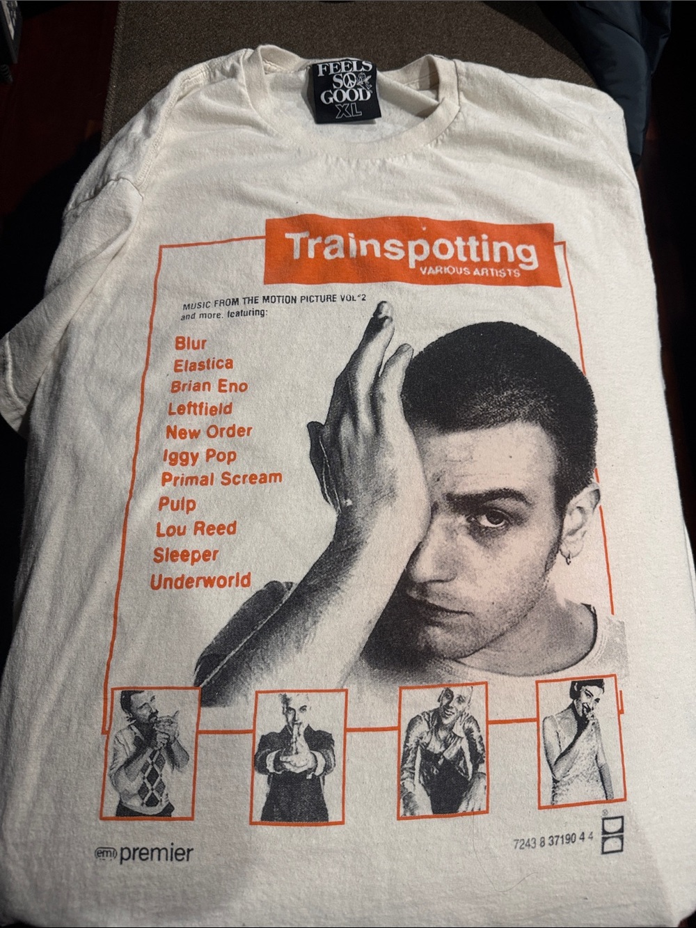 Trainspotting Graphic Tee - White with Orange Print